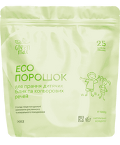 Эко порошок для стирки белых и цветных детских вещей без запаха GreenMax 1л фото