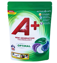 Капсулы для стирки 4 в 1 для всех типов тканей А+ Optimal 56 шт 836124 фото